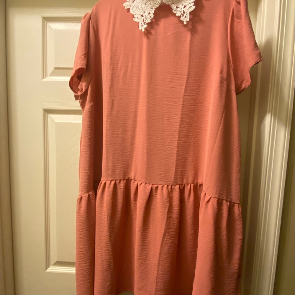 Pink Ruffled Peplum Sundress with Peter Pan Collar